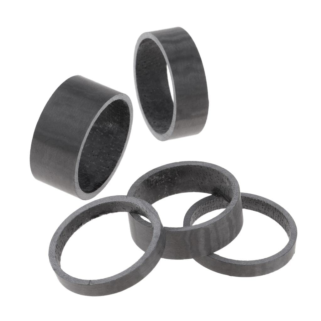 UJEAVETTE® 5Pcs Bike Bicycle Carbon Fiber Headset Spacers 1-1/8 Inch (2Pcs 5Mm, 2Pcs 10Mm, 1Pc 15Mm)-image-46