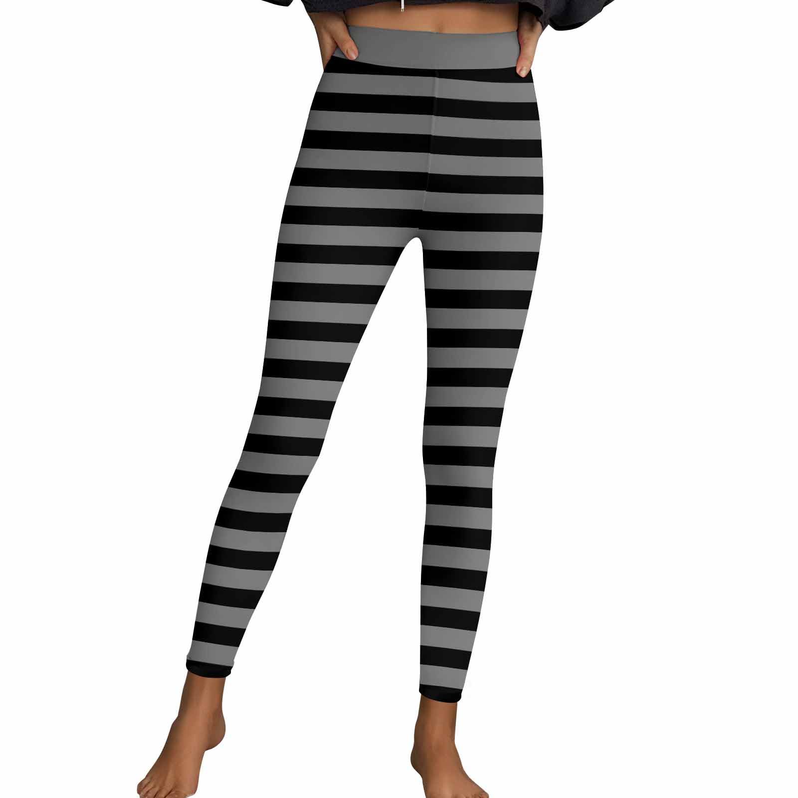 Striped Leggings for Women Halloween Yoga Pants High Waisted Tummy Control Activewear Workout Leggings
