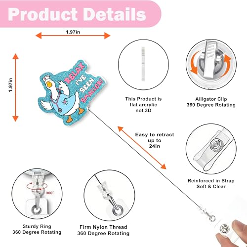 AZGUAMI Urology Badge Reel Retractable – Cute Silly Goose Badge Reel Funny Accessories for Work with Aligator Clip, Nurses Week Gifts for Surgical Tech ICU ER OR Nurse Nephrology Dialysis