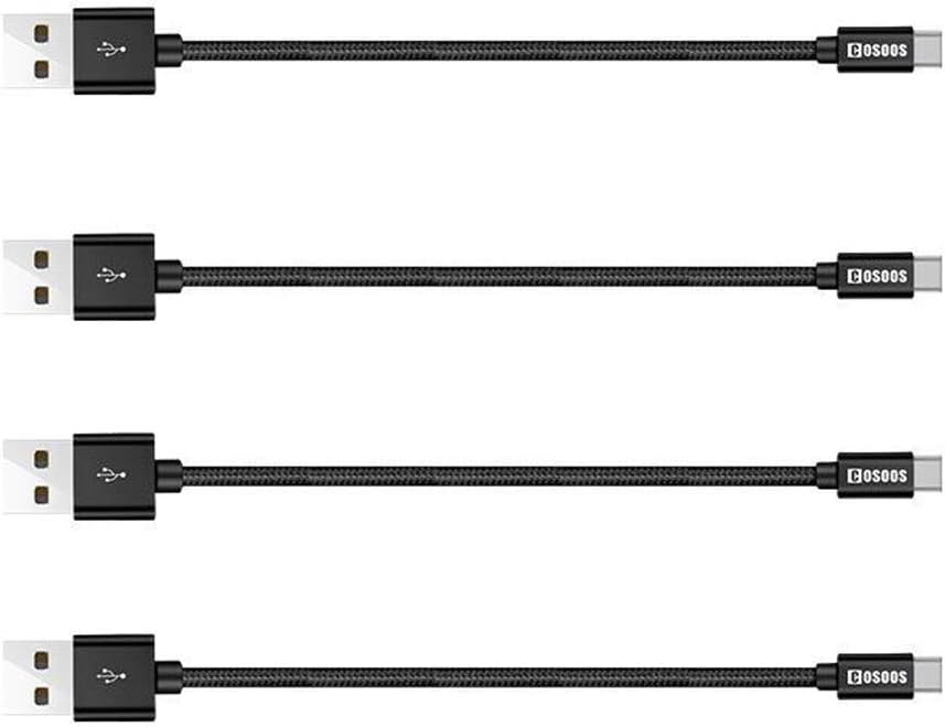 COSOOS 4 Short USB Type C Cables (9in/23cm) Nylon Braided Fast Charge & Sync USB C to USB 3.0 Cables for iPhone 16, 15, Samsung Galaxy S23 S22 S21 Note 10, Google Pixel,LG V20 G6, Charging Station