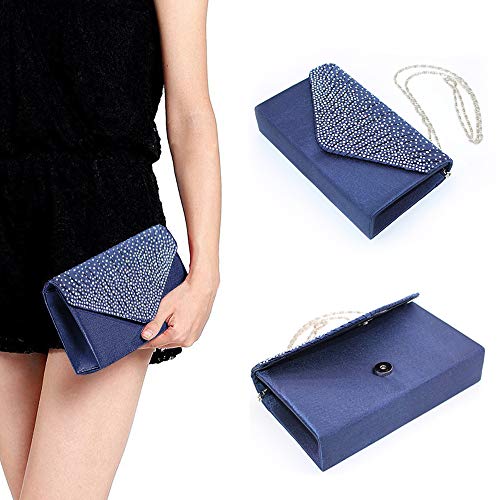 Groupcow New Ladies Evening Handbags Bridal Wedding Bag Handbag (Navy Blue) #TOP5