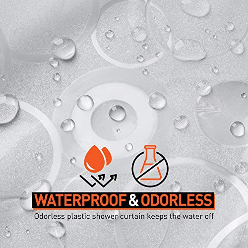 Arcedo Plastic Shower Curtain, Clear Shower Curtain Liner With Magnets, 8G Eva Shower Liner For Shower Stalls Or Tubs, Waterproof And Odorless Bathroom Accessories, 72 X 72 In, 3D Circle #TOP1