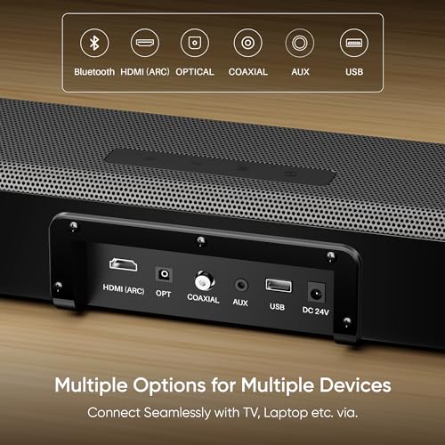 Image of Mivi Fort Q350 Soundbar with 350W Surround Sound, 2.1 Channel soundbar with a Wireless External subwoofer, Multiple EQ and Input Modes, Remote Accessibility, BT v5.3, Made in India Sound bar for TV