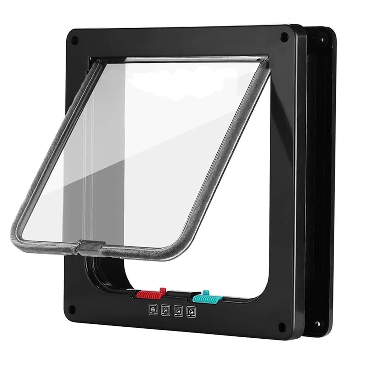 Large Cat Flap Door for Window/Wall/Wooden Doors/UPVC Doors, Weatherproof Pet Doors with Magnetic Manual 4 Way Locking, Medium Cats Small Dog Exclusive Entry (Black,M-19.7x19x5.3cm)