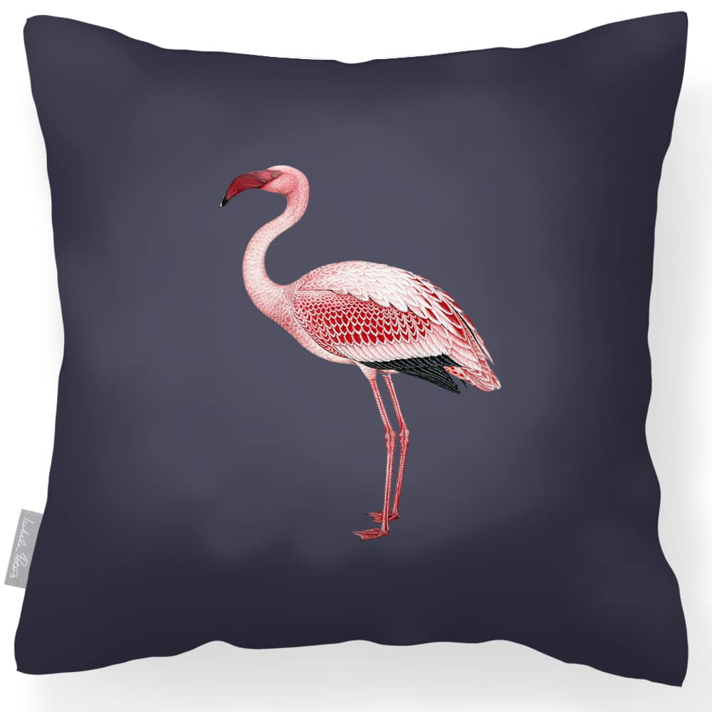 Izabela Peters Flamingo - Graphite Outdoor Cushions Waterproof, 43 Cm, Filled Outdoor Cushion, Garden Furniture Cushions, Outdoor Seat Cushions, Garden Chair Cushions