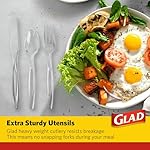 Glad Clear Disposable Cutlery Set with Heavy Duty Plastic Forks, Knives, and Spoons, Reusable Dishwasher Safe Plastic Utensils for Parties and Everyday Use, 240 Count - Image 5