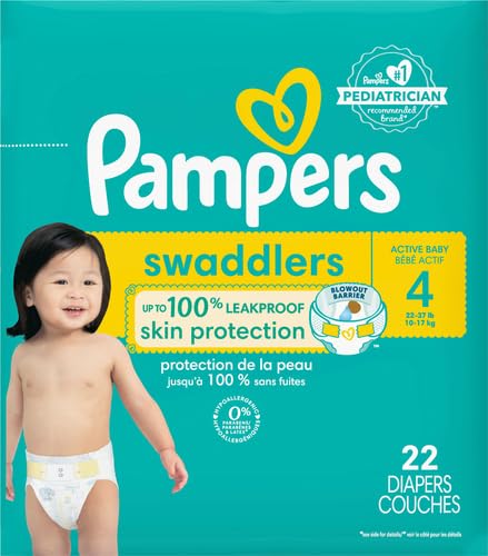 Image of Pampers Swaddlers Diapers, Size S4 (15-34 lbs), 22 Count, Absorbent, Keeps Baby Dry and Comfortable, Pediatrician Recommended Skin Safe Disposable Baby Diaper (Pack of 4)
