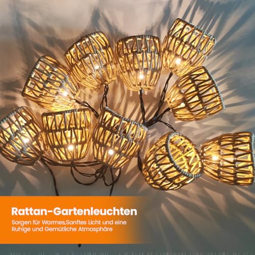 WRQIOO LED Solar Lichterkette Aussen,10 Stück Lichterkette Außen Solar, Wasserdicht Solarlichterkette Outdoor, 3.9 m Wetterfest Lichterkette Lampion mit Solarpanel für Garten, Balkon, Warmweiß