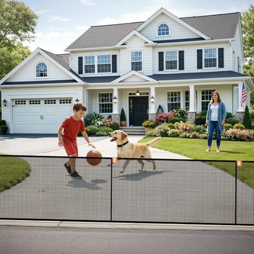 Driveway Net for Kids Safety 36 FT Driveway Safety Net Barrier Stops Basketballs from Rolling into the Street 40 in Tall(Black)