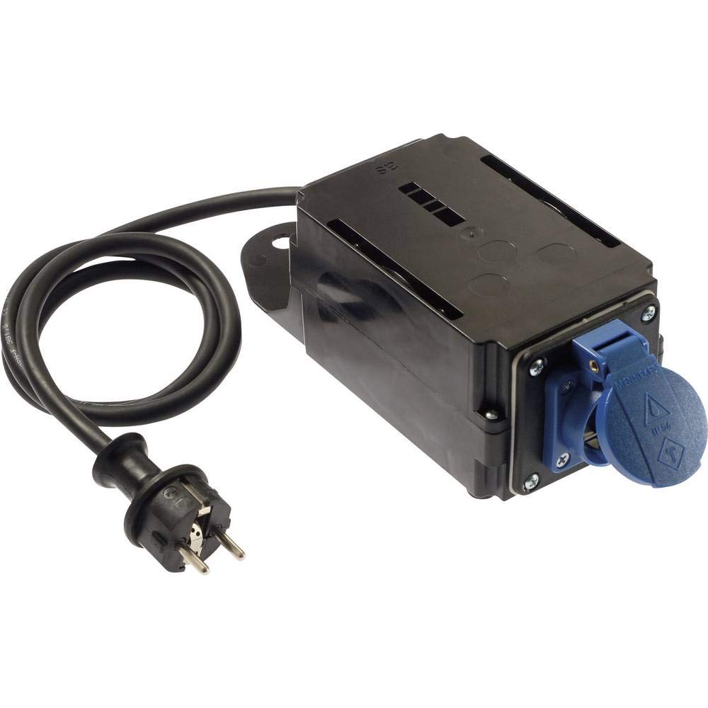 as - Schwabe Limitador de corriente de entrada MIXO 230 V/16 A — Enchufe Schuko con tapa abatible, carga máxima de 3600 W — Limitador de corriente con cable y enchufe de 1,5 m — IP44 — Fabricado en Alemania — Negro I 60533