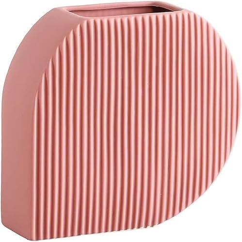Bzgpmfud D Vase Esktop 7.67 Inches Stripe Small Ceramic Modern Restaurant Table Office Ecorative Flowers(D)
