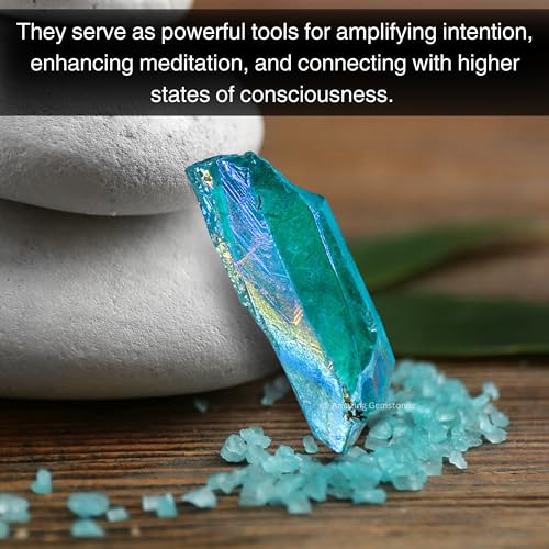 Image of Amazing Gemstone 2 Pieces Aqua Aura Quartz Raw Pencil Points Crystals and Healing Stones, Natural Rocks for Meditation and DIY Raw Point Stones and Crystals