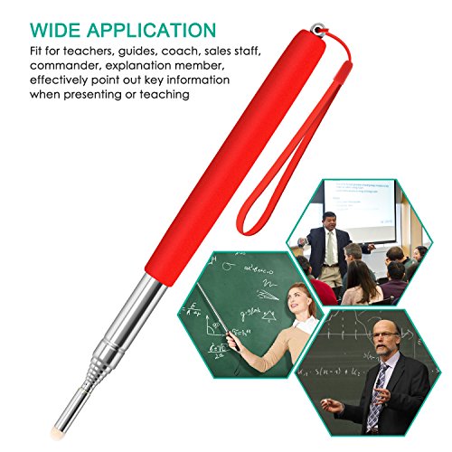 Alcoon 3 Pack Telescopic Teachers Pointer Retractable Handheld Presenter Extendable Classroom Whiteboard Pointer With Lanyard For Teachers, Coach, Presenter, Extends To 39 Inch (Black, Red, Blue) #TOP6