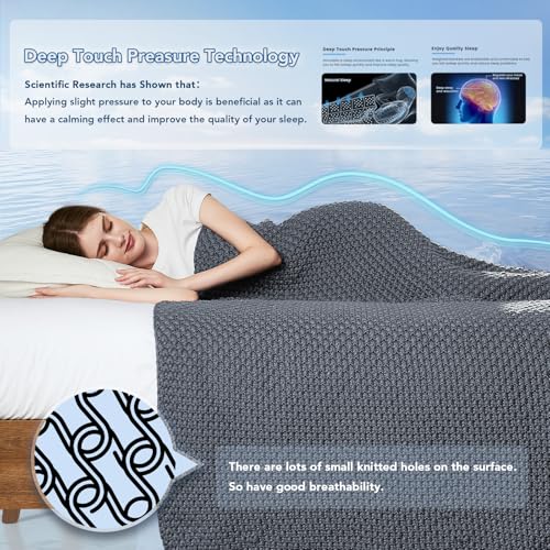 Topcee Knitted Weighted Blanket - 48"x72" 12lbs Cooling Chunky Knit Heavy Blanket for Adults Cable Yarn Knit Decorative No Beads Soft, Cozy and Cooling Weighted Throw Blankets Machine Washable