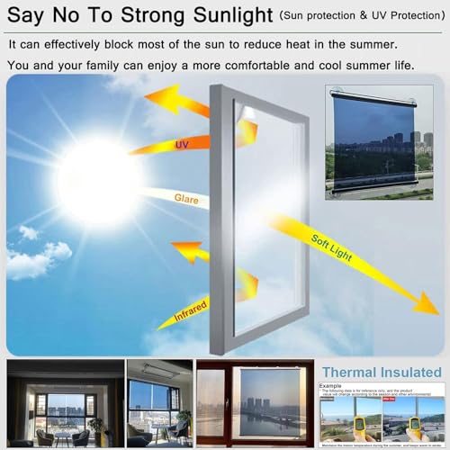 Persiana enrollable enrollable retráctil portátil con ventosas para protección solar y privacidad, ideal para el hogar, la oficina y los viajes