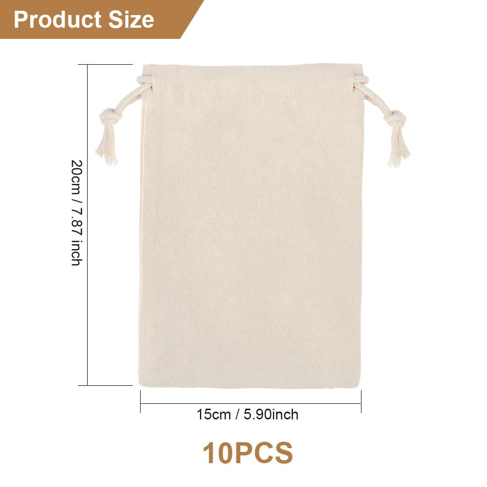 25pcs Sall Cotton Bags With Drawstring Gift Bags, 10 * 15 C Painting - View #7