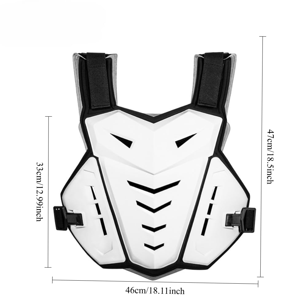 Gilet protettivo per il petto da moto, nero, guscio in polipropilene con bolle d'urto in cotone, cinghie regolabili, 47 x 46 cm