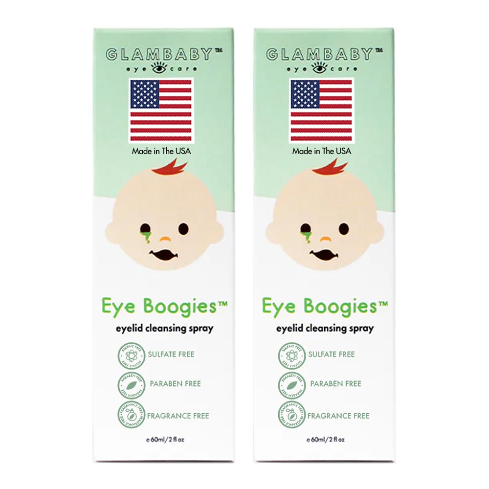 GlamBaby Eye Boogies™ Child Eyelid Cleanser Spray | Gentle Lid &amp; Lash Hygiene | Wipe-Free Formula, Non-Toxic &amp; Tear-Free for Kids (2 Pack)