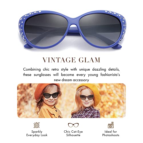 Image of Giselle Kids AGE 6-14 Rhinestone Cat Eye Sunglasses
