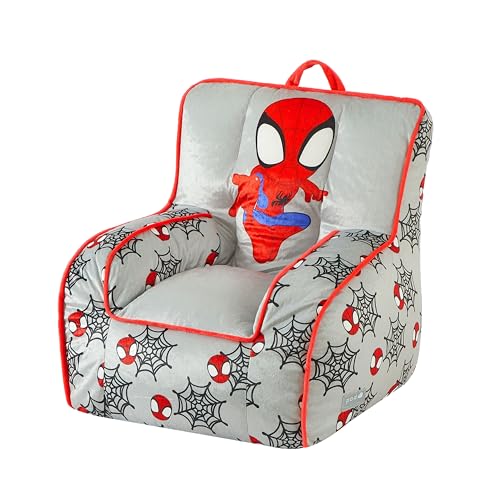 Marvel Spidey and His Amazing Friends Kids Micromink Bean Bag Sofa Chair Soft Padded Toddler Seat with Piping & Carry Handle Cozy Lounge Chair for Ages 3+