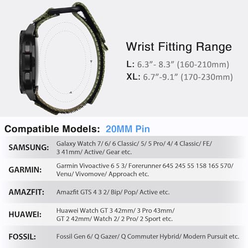 Image of Nereides Compatible with Samsung Galaxy Watch 3 45mm Band, Rugged Nylon Sports Strap with Woven Loop Design, 22mm Tough Replacement Band