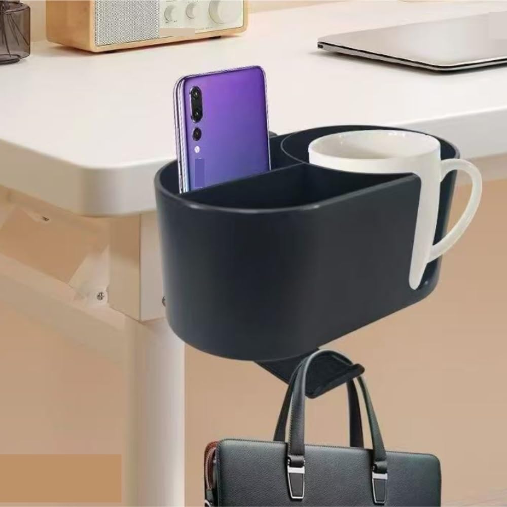 Stifteköcher Stifte Halter Vier-in-eins-Stifthalter-Desktop-Organizer, Kopfhörerhaken Unter Dem Schreibtisch Schreibtisch-Organizer(White)