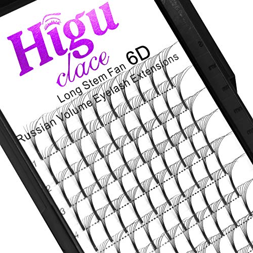 Russian Volume Eyelash Extenisons 6D 0.07 D 14mm Long Stem Premade Fans|3D 4D 5D 6D 7D 8D 9D 10D 0.07/0.10 C/D Single 8-20mm Mix 9-16mm 10-15mm 12-15mm|(6D 0.07 D 14mm)