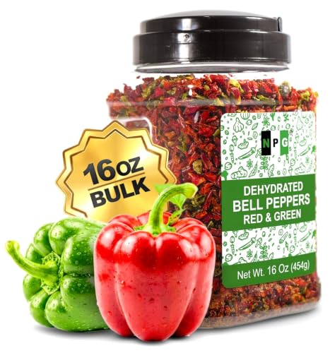 NPG Dried Red &amp; Green Bell Pepper Mix 16 Oz, Dried Bell Pepper Flakes
