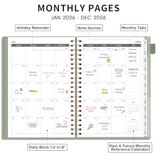 AHGXG Academic Planner 2026-2027, July 2026 - June 2027, Weekly and Monthly, 8.5" x 11", Calendar, Agenda for Women, Teacher, Student, School, 12-Month Tabs (Light Green) - Image 2