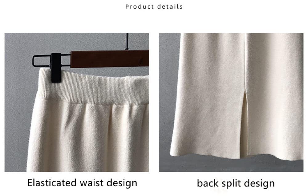 Gonne Invernali Donna, Sexy Borsa Elastica Gonna In Maglia Alla Moda Posteriore Divisa Elegante Gonne Invernali Nere Per Le Donne Gonna Midi A Vita Alta A Matita Gonne A Tubo Per Le Donne Gonna A Tr