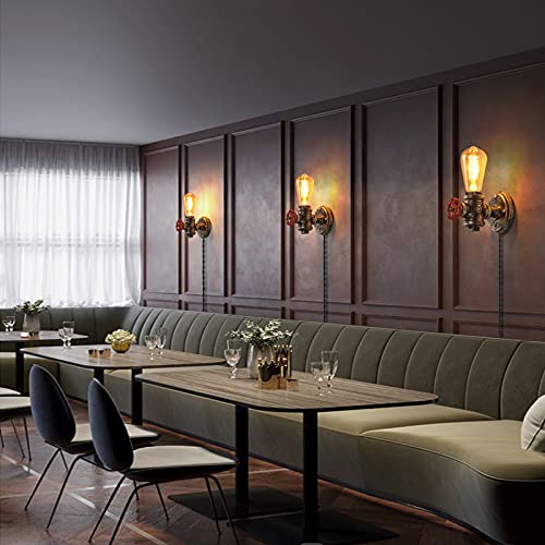 Industrial Wall Lamp Sconce Base With Plug-In Cord, Rustic Wall Mounted Fixture Antique Steampunk Light Vintage E26 Base Retro Lighting Farmhouse Decoration For Bedrooms Living Room(No Bulb) #TOP6