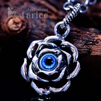 Amazon | 目玉 ブルー 青 薔薇の花 フラワー ゴシック調 シルバー 925
