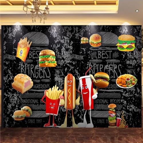 Papier Peint Photo Pain Hamburger 3D Décoration Murale Restaurant Pizza Boutique 180x280 - 2