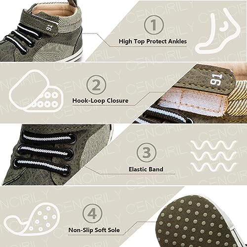 Image of CENCIRILY Baby Boys Girls High Top Sneakers Soft Soles Anti Skid Infant Ankle Shoes Toddler Prewalker First Walking Crib Shoes