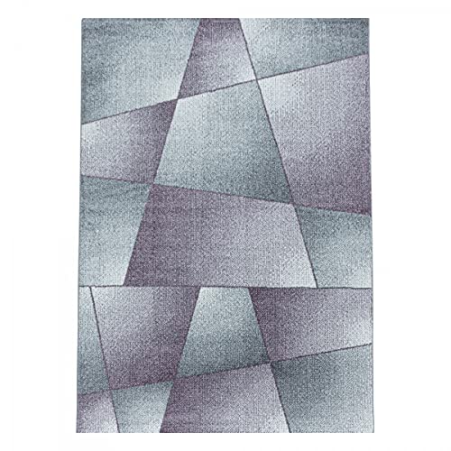 Tapis violet 80 x 150 cm au design abstrait et graphique