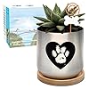 Capti Dog Memorial Gifts Plant Pot – Paw Print On My Heart Planter, Pet Loss Gifts – Rainbow Bridge Poem & Stake…