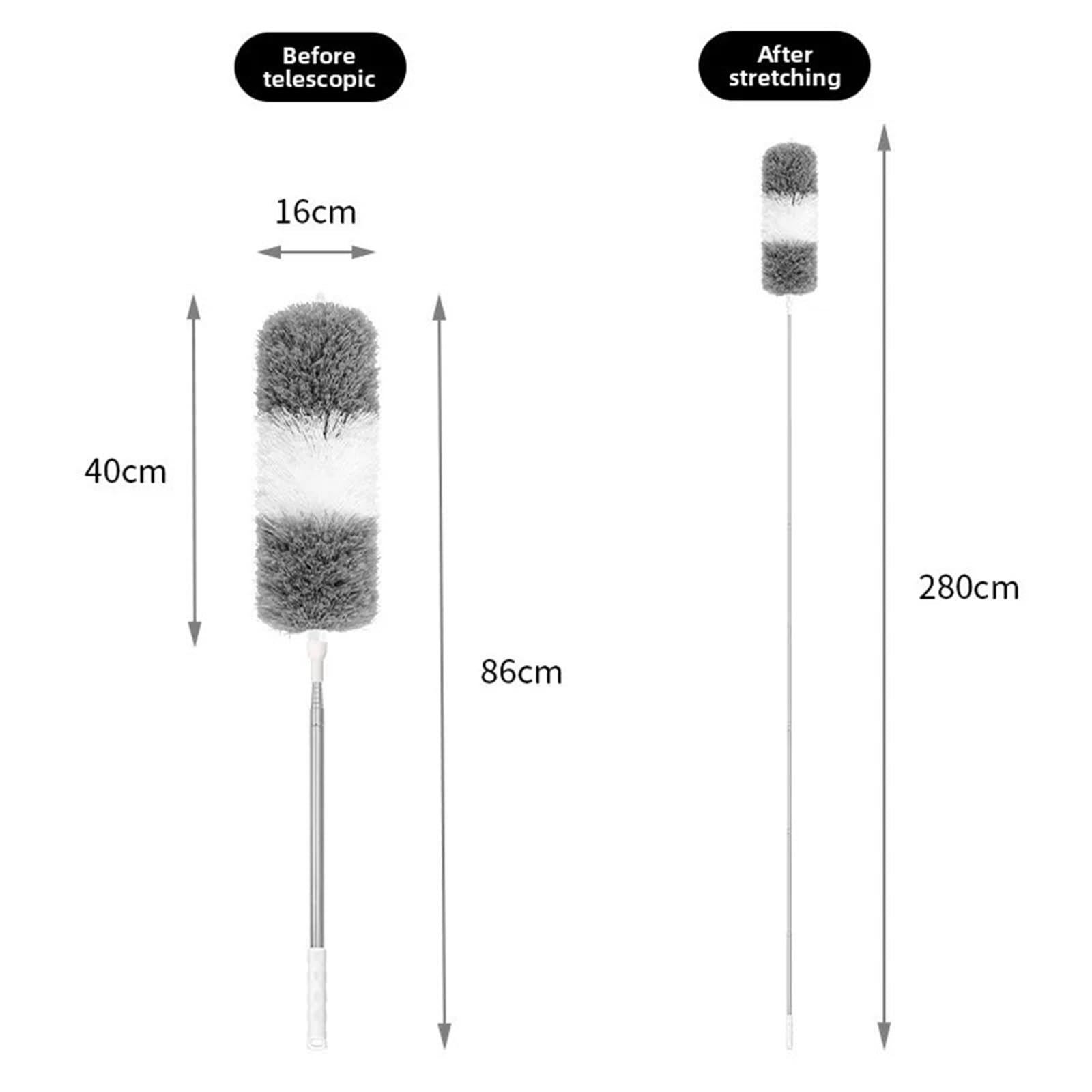 Plumero Atrapapolvo Cepillo de Microfibra Reutilizable extralargo con Varilla Extensible for Limpieza Dormitorio y Sala Estar(1pc 280cm-Splicing)