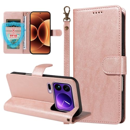 Étui portefeuille Redmi Note 13 5G or rose pour sécuriser vos déplacements urbains