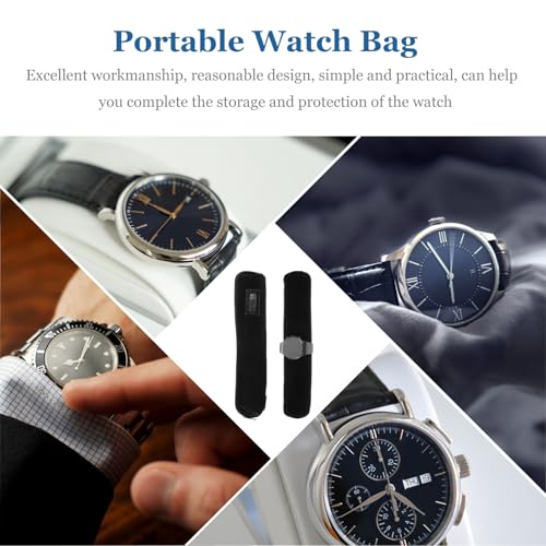 Bolsa de franela negra para joyas y pulseras con diseño enrollable exclusivo 8