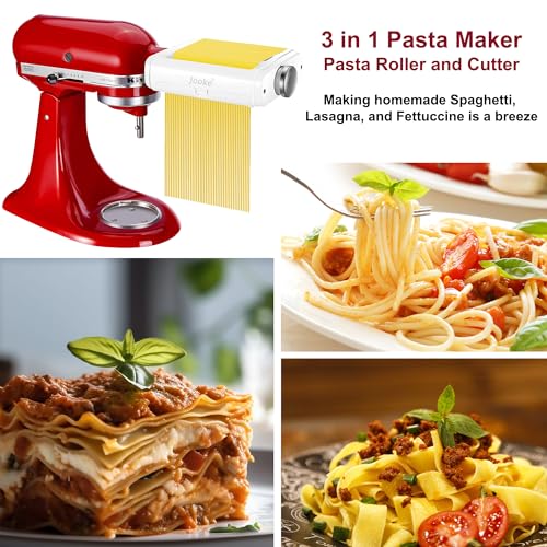 Pasta Maker Attachment for All Kitchenaid Stand Mixers,Noodle Ravioli Maker 3 in 1 Pasta Attachments Includes Dough Roller,Spaghetti Fettuccine Cutter,Cleaning Brush Pasta Machine Accessories for KA - Thumbnail 4