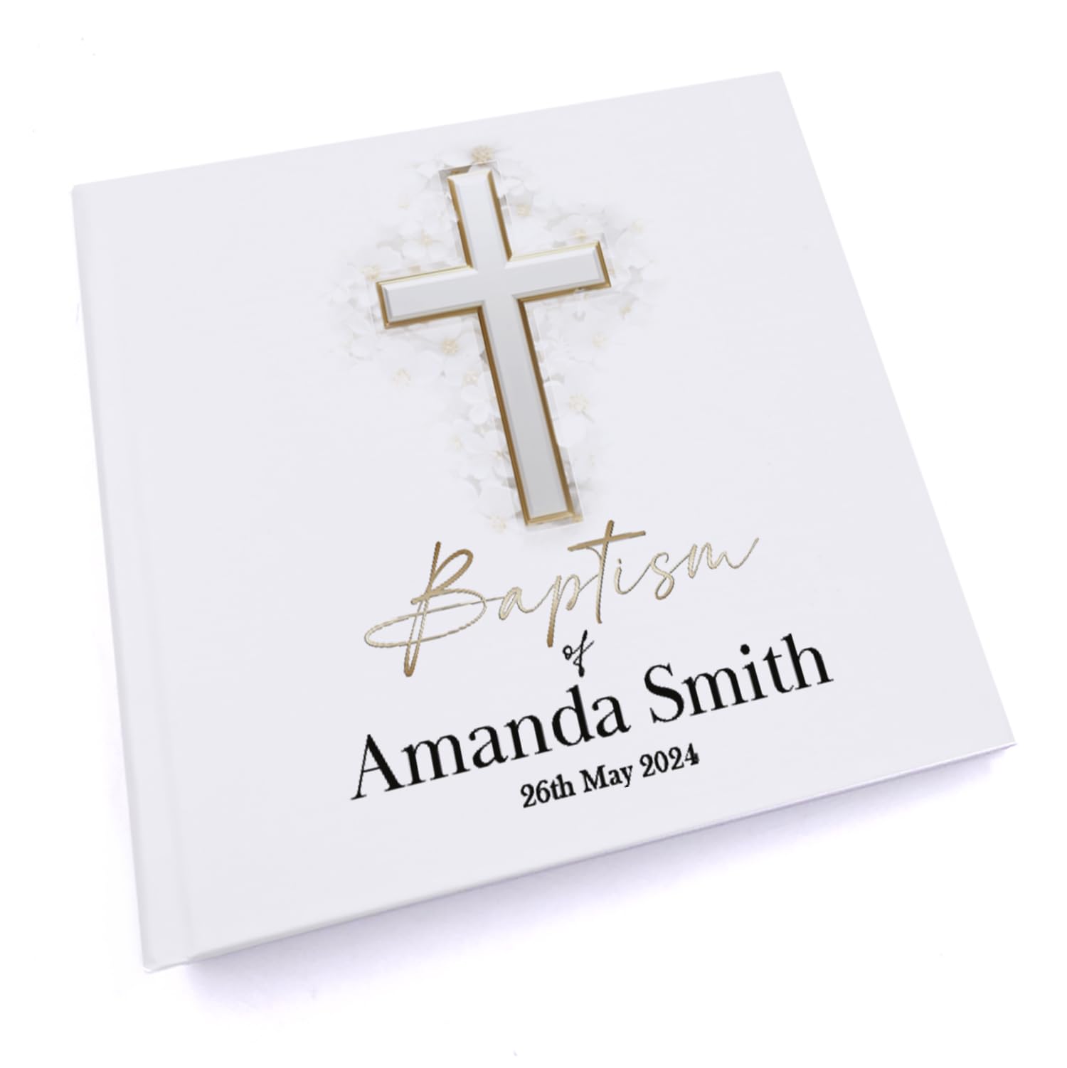 Personalised Baptism Photo Album Gift With Silver Cross