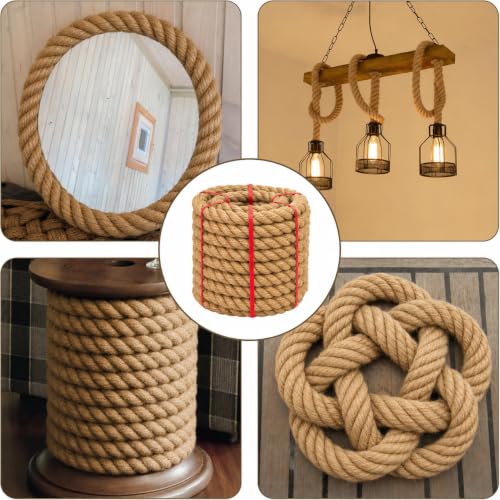 Image of 1-1 /2 Inch x 100FT Jute Rope 25mm 4-Strand Thick Twisted Hemp Rope