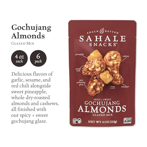 Image of Sahale Snacks Gochujang Almonds Glazed Mix, Kosher, Gluten Free, 4 Ounce (Pack of 6)