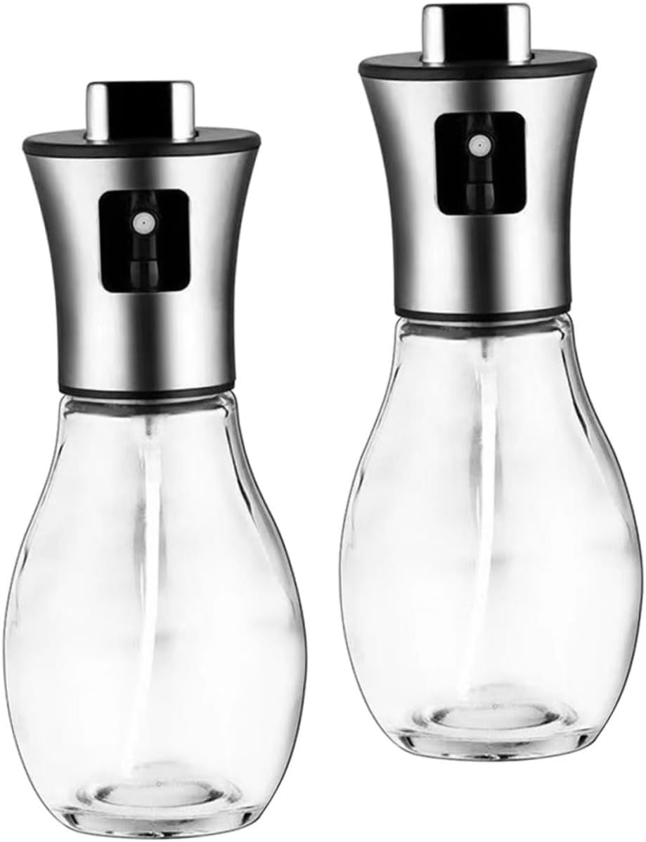 2pcs Reusable Oil Sprayer Bottle Stainless Steel Oil Dispenser for Cooking Bbq and Salads Ergonomic Design for Controlled Usage Leak Transparent