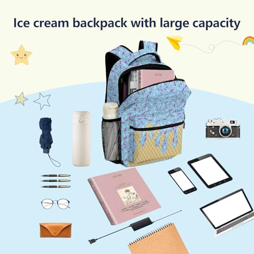 Ice Cream Backpack Kawaii Shoulder Backpacks,Icecream Backpackdrip Backpack ForBoys,Ice Cream Drip BackpackFor Boys (pink)4