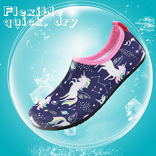 Hiitave Girls Swim Water Shoes Non-Slip Quick Dry Barefoot Beach Aqua Pool Socks For Boys Kids Toddler Pupple/Unicorn 2-3 M Us Little Kid #TOP4