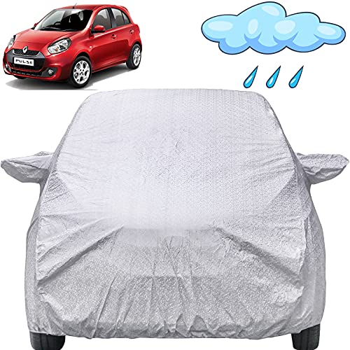 Image of Pulse Waterproof Car Cover With Mirror Pockets, Shinning Silver Design, Non-Woven Fabric, Triple Stitched - Compatible With Renaults (2015 to 2017) - Car Accessories