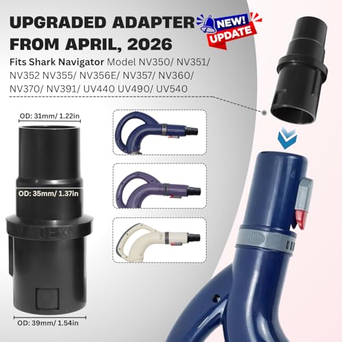 Image of For Shark Crevice Tool Attachment with Adapter Kit, Compatible with Shark Navigator NV350 NV351 NV360, Rotator NV500, Rocket HV300 HV301 - Vacuum Attachments & Accessories for Tight Spaces