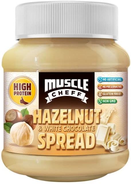 Muscle Cheff Protein Spread Hazelnut & White Chocolate 350g: High Fiber - Gluten Free - No Sugar Added