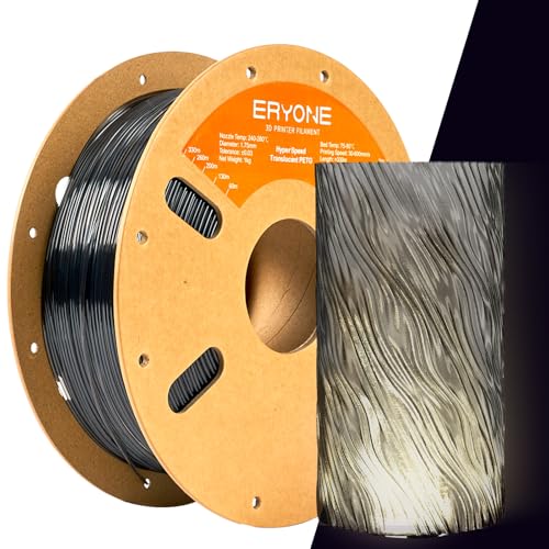 ERYONE High Speed Translucent PETG Filament 1.75mm +/- 0.03mm, 30-500mm/s 3D Printing Filament, 1kg(2.2LBS)/Spool, Grey